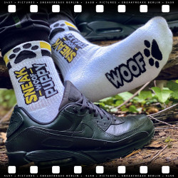 SneakFreaxx Chaussettes Woof Puppy Blanc-Jaune